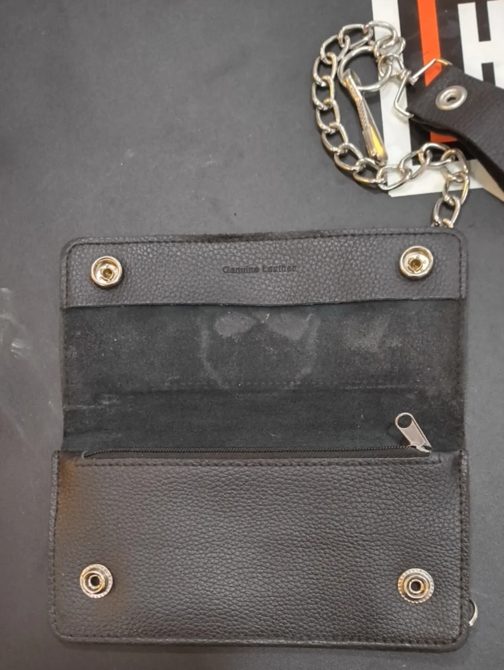 Harley-Davidson Black Leather Bifold Wallet with Embossed Skull
